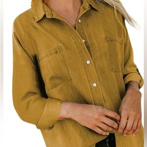 OLD NAVY WOMENS Medium, EUC LONG SLEEVE MUSTARD YELLOW